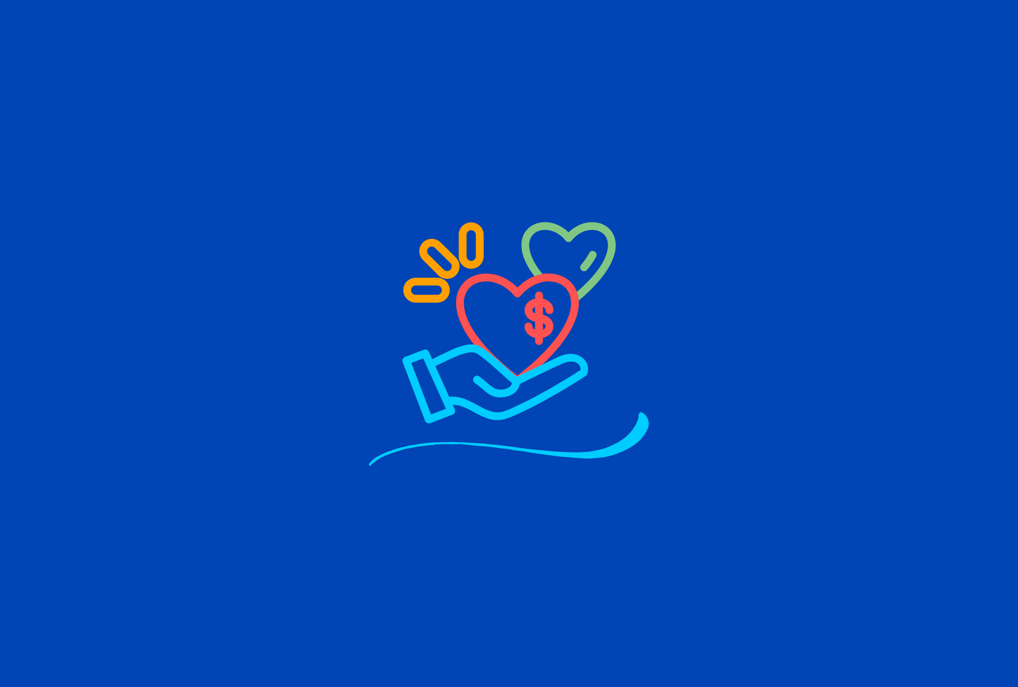 Colorful graphic image of hearts in a hand