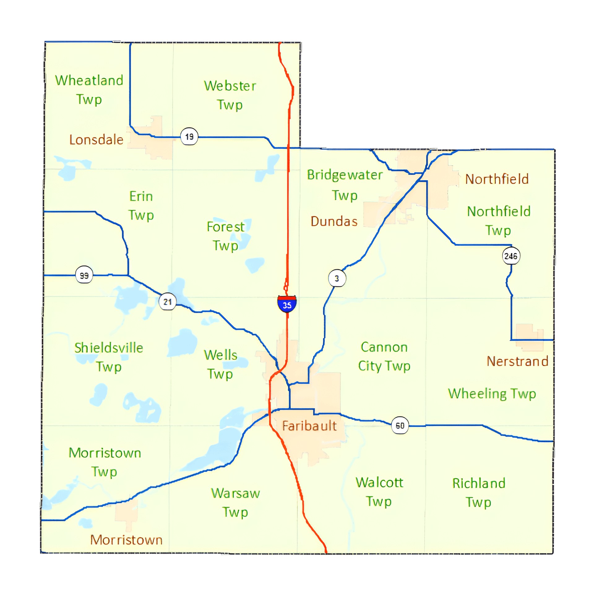 Rice County Area Map
