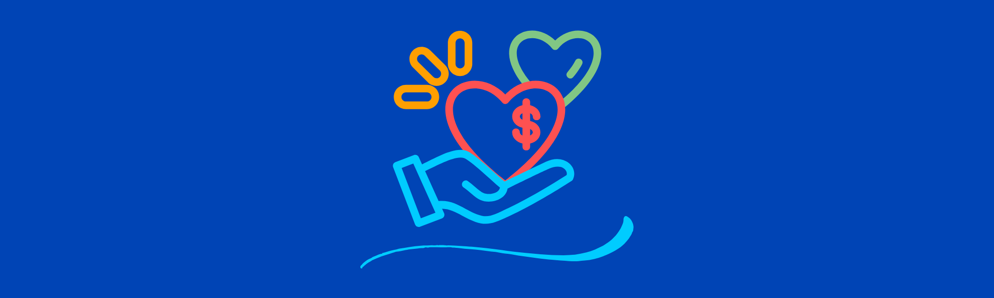 Colorful graphic image of hearts in a hand