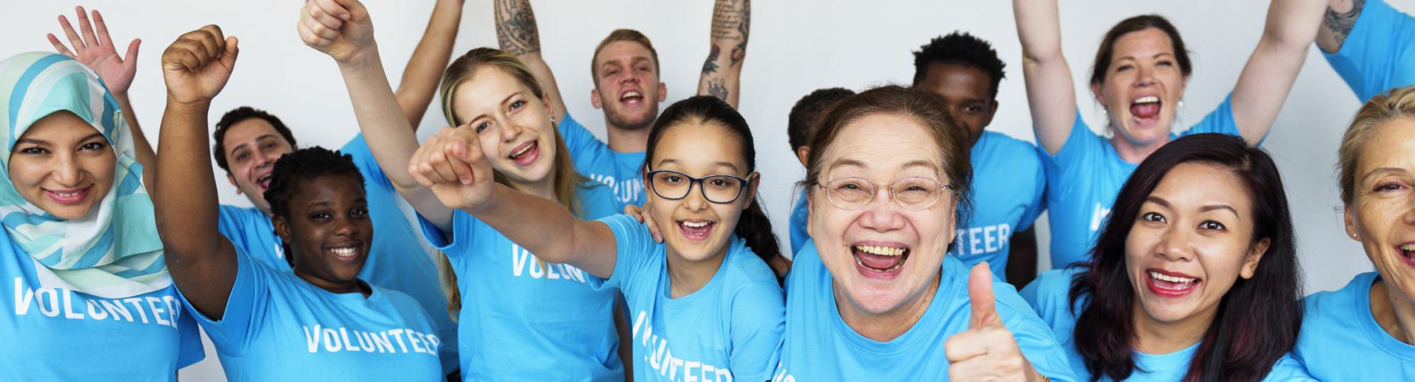 Cheering volunteers
