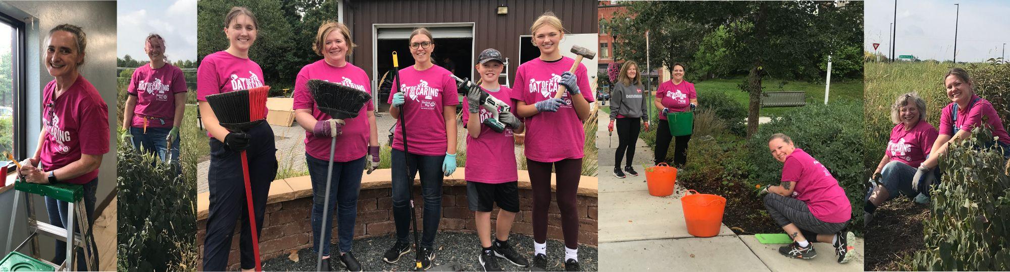 collage of individuals volunteering at their project sites